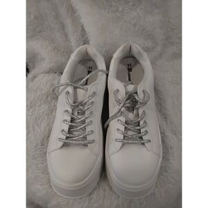 No Boundaries White Platform Sneakers Womens Size 11 Glitter‎ Laces Chunky Sole